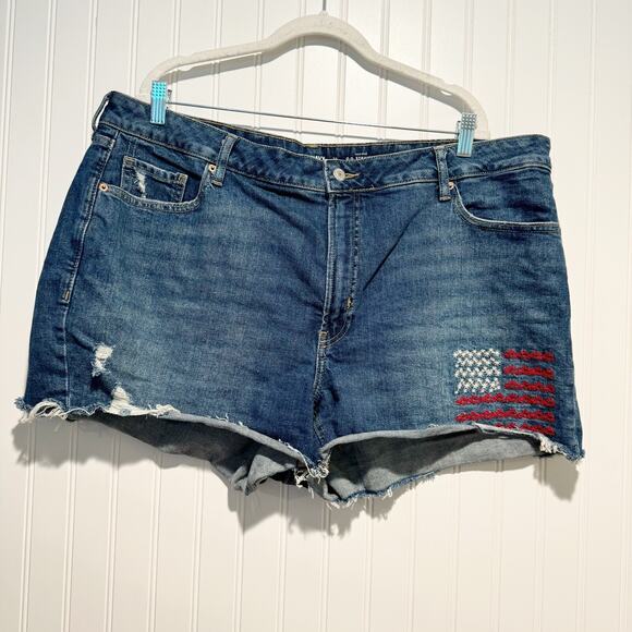 Old Navy OG Denim Shirts Embroidered Flag Americana Plus Size 22 - Picture 2 of 6